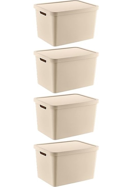 4'lü Set Stafi Çok Amaçlı Kapaklı Kutu Latte 18 Lt - Latte, Çok Amaçlı Kapaklı Kutu, Ev-Ofis-Depo Için, Kapaklı Saklama Kutusu fiyatları