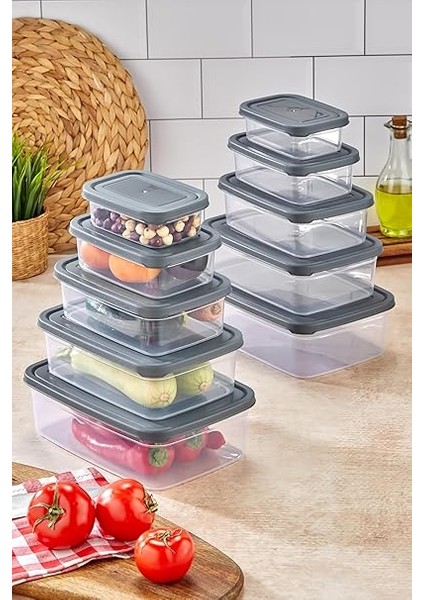 Prime Glowart 5'li Sızdırmaz Hava Almaz Buzdolabı Düzenleyici &amp; Saklama Kabı Dikdörtgen Şeffaf Saklama Kabı Seti Buzdolabı Organizeri modelleri