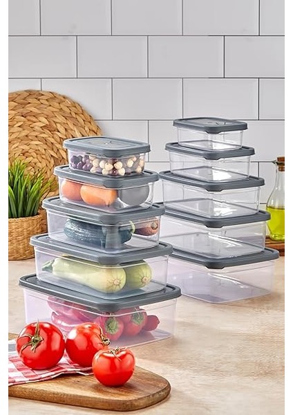 Prime Glowart 5'li Sızdırmaz Hava Almaz Buzdolabı Düzenleyici &amp; Saklama Kabı Dikdörtgen Şeffaf Saklama Kabı Seti Buzdolabı Organizeri fırsatları