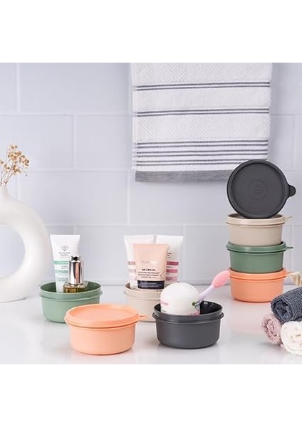 4'lü Yuvarlak Mini Saklama Kabı Küçük Sızdırmaz Kapaklı Çok Renkli Pratik Amaçlı Kap Erzak Çerez Piknik Gıda (280, Yuvarlak, 4, Set 1) fırsatları