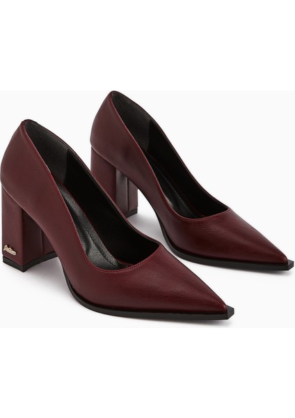 Lucy Bordo Kalın Topuklu Ayakkabı Kadın Stiletto