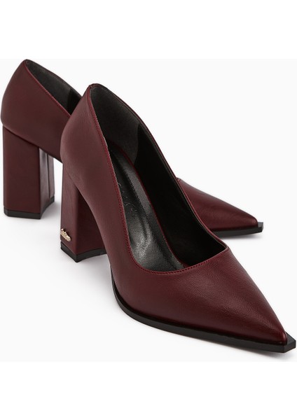 Lucy Bordo Kalın Topuklu Ayakkabı Kadın Stiletto modelleri
