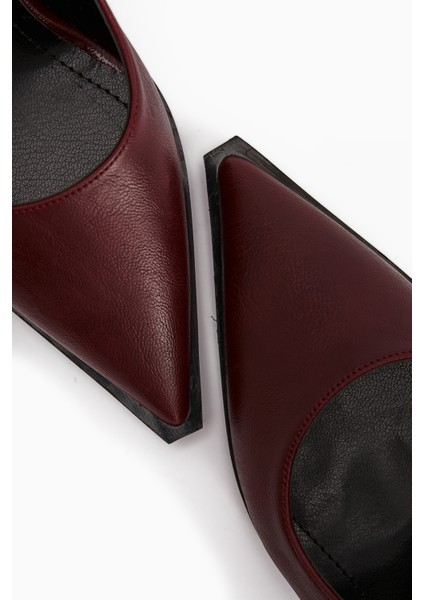 Lucy Bordo Kalın Topuklu Ayakkabı Kadın Stiletto fırsatları