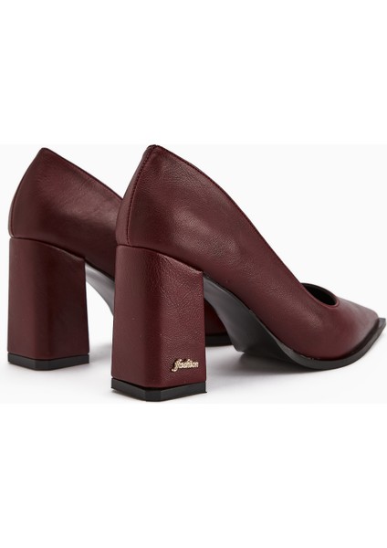 Lucy Bordo Kalın Topuklu Ayakkabı Kadın Stiletto indirimleri