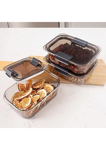3'lü Kuru Gıda Erzak Saklama Kabı - Meyve &amp; Sebze Saklama Kabı Seti - Kapaklı Beslenme Kabı 900ML*3 modelleri