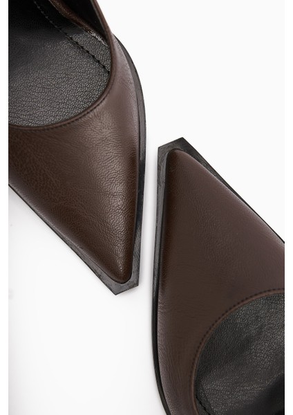 Lucy Kahve Kalın Topuklu Ayakkabı Kadın Stiletto fırsatları