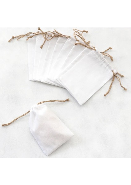 Bağcıklı Beyaz Ham Bez Kumaş Kese, 10X15 cm 10 Adet fiyatları