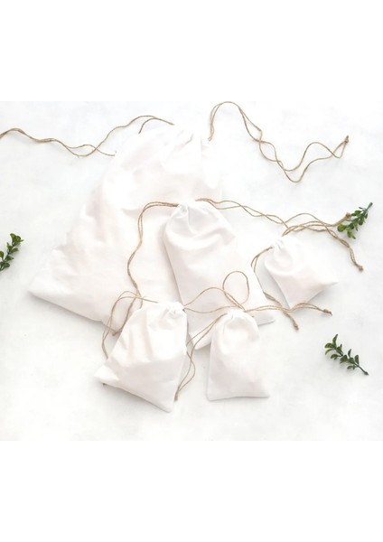 Bağcıklı Beyaz Ham Bez Kumaş Kese, 10X15 cm 10 Adet modelleri