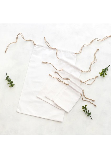 Bağcıklı Beyaz Ham Bez Kumaş Kese, 10X15 cm 10 Adet fırsatları