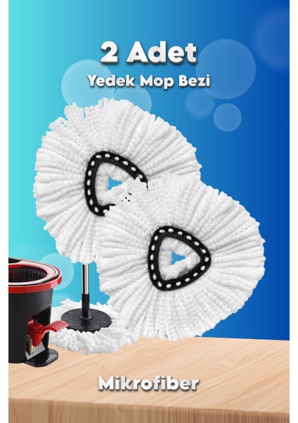 Döner Başlıklı Mop Uyumlu Yedek Mop Bezi – Standart Ölçü, Leke Tutmaz, Koku Yapmaz