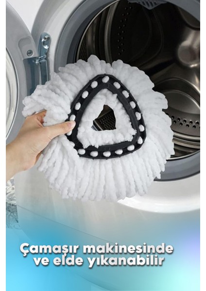 Döner Başlıklı Mop Uyumlu Yedek Mop Bezi – Standart Ölçü, Leke Tutmaz, Koku Yapmaz