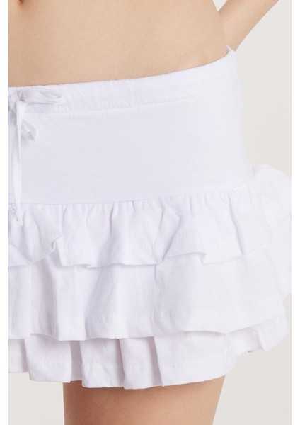 Kadın Regular Fit %100 Pamuk Düz Beyaz Etek fiyatları