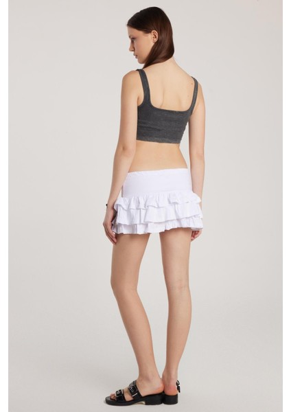 Kadın Regular Fit %100 Pamuk Düz Beyaz Etek indirimleri