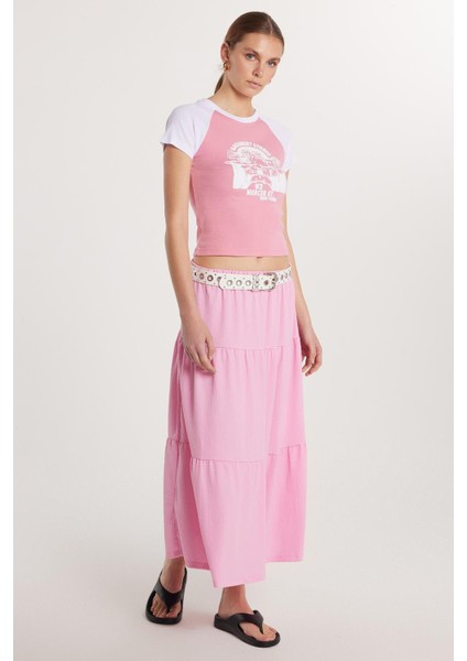 Kadın Regular Fit Pamuklu Düz Pembe Etek fiyatları