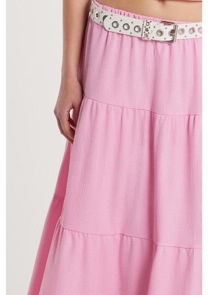 Kadın Regular Fit Pamuklu Düz Pembe Etek modelleri