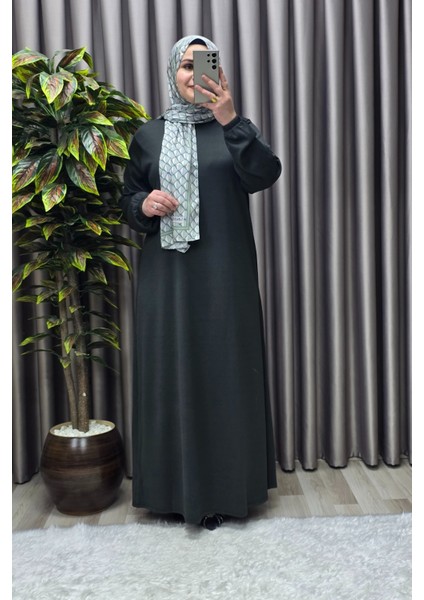 Kadın Büyük Beden Hakim Yaka Fitilli Nevra Elbise