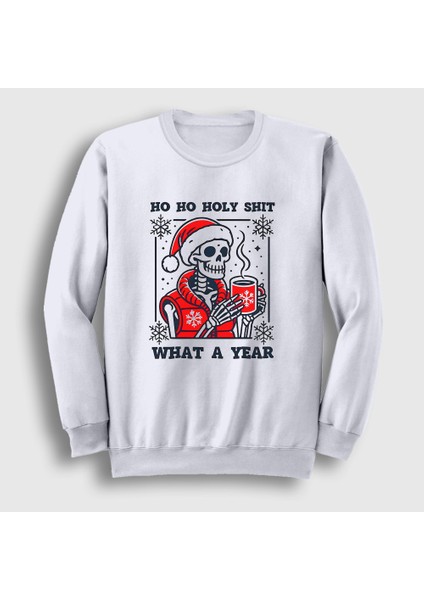 Unisex Beyaz What A Year Yılbaşı Noel Christmas Sweatshirt