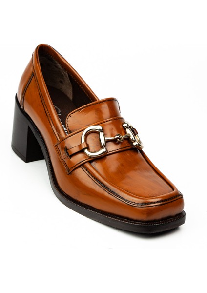 6500 Taba Kalın Topuklu Günlük Kadın Ayakkabı