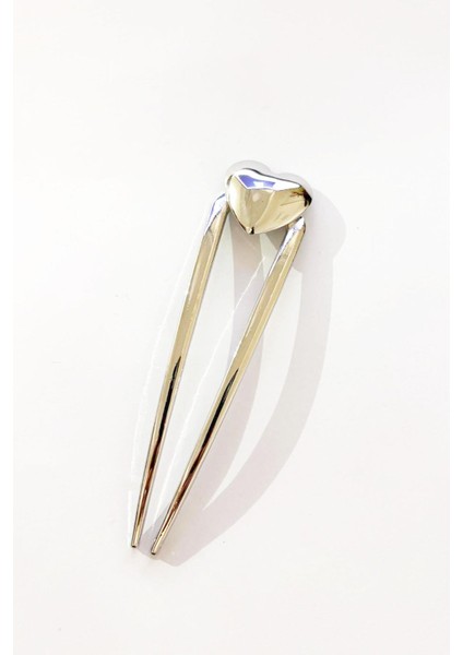 Kalp Dekorlu Metal Topuz Çubuk Toka