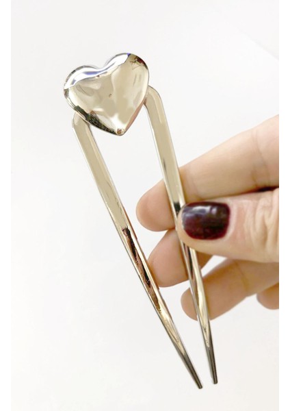 Kalp Dekorlu Metal Topuz Çubuk Toka modelleri