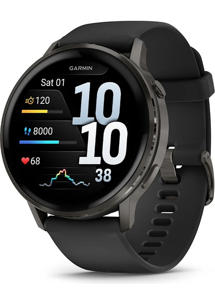 Venu 4 - 45 mm - Siyah Silikon Kayışlı