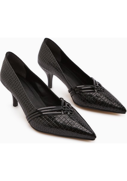 Riyam Siyah Kroko Desenli Kadın Stiletto indirimleri