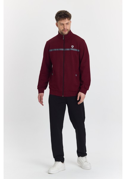 Erkek Pamuklu Tam Fermuarlı Eşofman Takımı Bordo 201462-B