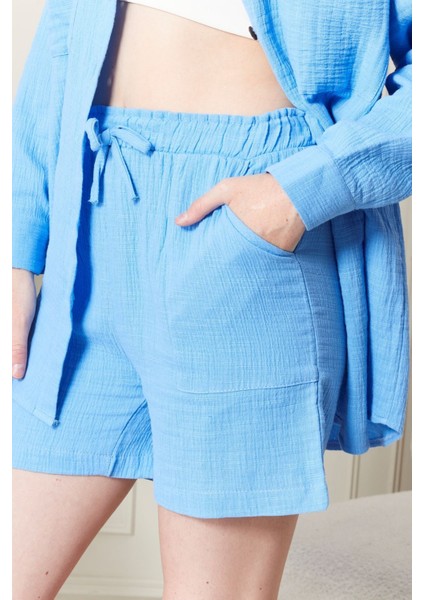 Soft %100 Koton Kumaş Şort Gömlek Takım