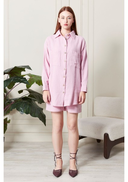 Soft %100 Koton Kumaş Şort Gömlek Takım