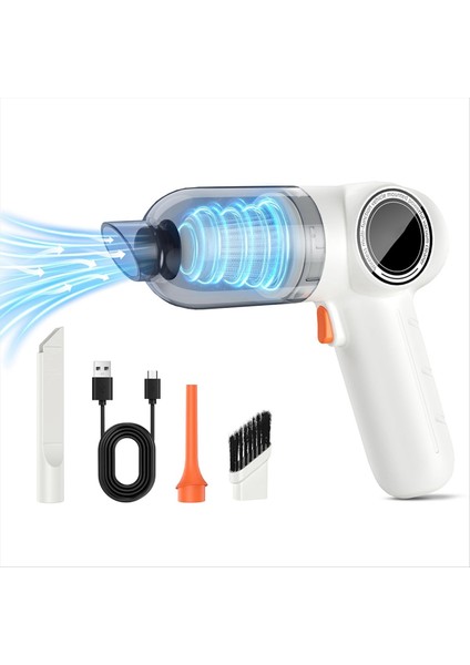 Akülü El Araç Süpürgesi, Toz Giderme ve Üfleme Için Yüksek Güçlü Mini Elektrikli Süpürge, Beyaz (Yurt Dışından)