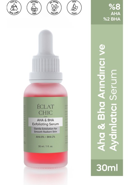 AHA & BHA Aydınlatıcı ve Canlandırıcı Cilt Bakım Serumu (AHA %8 + BHA %2)