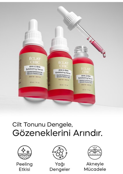 AHA & BHA Aydınlatıcı ve Canlandırıcı Cilt Bakım Serumu (AHA %8 + BHA %2) indirimleri