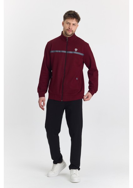 Erkek Pamuklu Tam Fermuarlı Eşofman Takımı Bordo 201462-B fırsatları