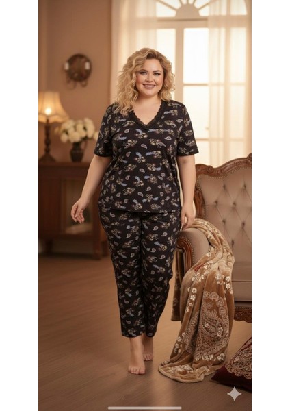 Lavanta Desen Büyük Beden Kadın Pijama Takımı fiyatları