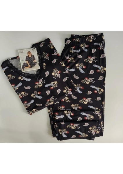 Lavanta Desen Büyük Beden Kadın Pijama Takımı modelleri