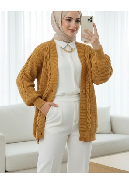 Örgü Zincir Detaylı Kışlık Hırka modelleri