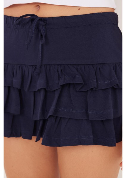 Kadın Regular Fit %100 Pamuk Düz Lacivert Etek modelleri