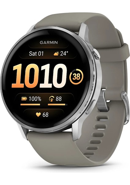 Venu 4 - 45 mm - Gümüş Gri Silikon Kayışlı