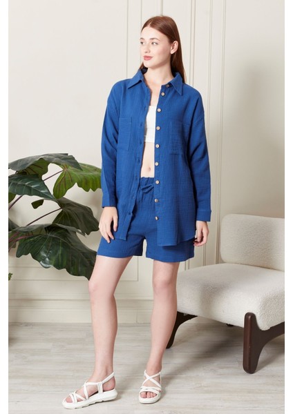 Soft %100 Koton Kumaş Şort Gömlek Takım indirimleri