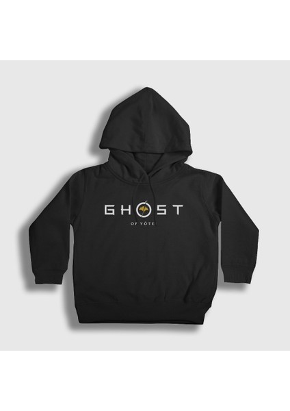 Unisex Çocuk Siyah Logo Oyun Ghost Of Yotei Kapüşonlu Sweatshirt