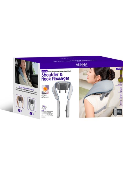 Auhma AMG31 Titreşimli Omuz ve Boyun Masaj Aleti | Isıtmalı 5D Masaj Başlığı | Sessiz Güçlü Motor | 2000mAh Şarjlı indirimleri