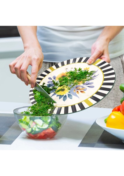 Cam Kesme Tahtası ve Sunumluk Yuvarlak Mackenzie Vintage Flower 30X30 cm indirimleri