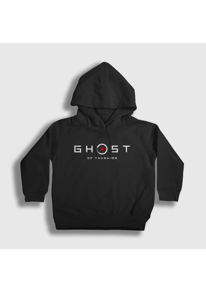 Unisex Çocuk Siyah Logo Oyun Ghost Of Tsushima Kapüşonlu Sweatshirt