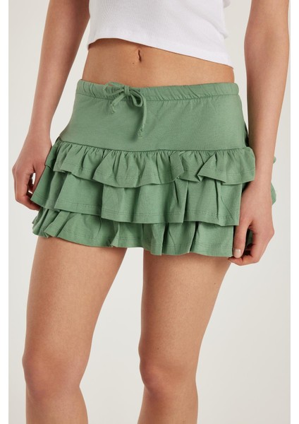 Kadın Regular Fit %100 Pamuk Düz Yeşil Etek modelleri