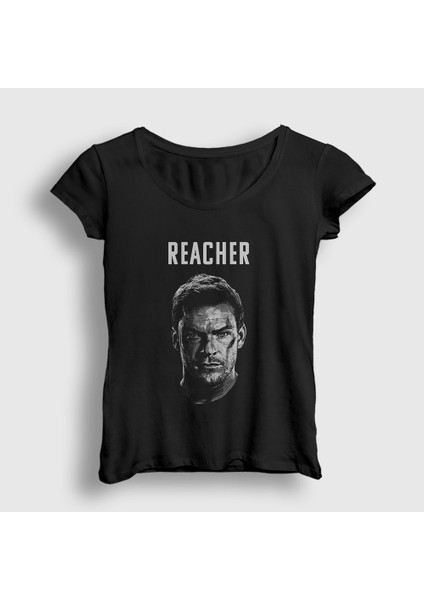 Kadın Siyah Fight Reacher Alan Ritchson T-Shirt