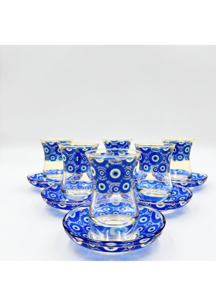 Mavi Nazar Boncuklu 6 Kişilik Çay Bardağı Seti fiyatları