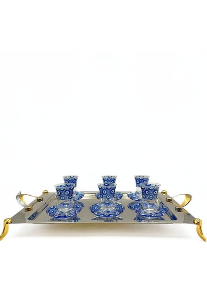 Mavi Nazar Boncuklu 6 Kişilik Çay Bardağı Seti modelleri
