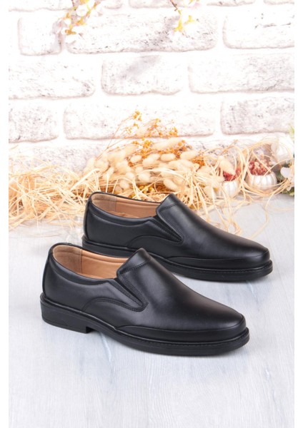 32780 Siyah Yumuşak Esnek Deri Erkek Ayakkabı