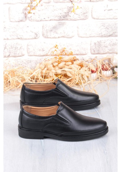 32780 Siyah Yumuşak Esnek Deri Erkek Ayakkabı