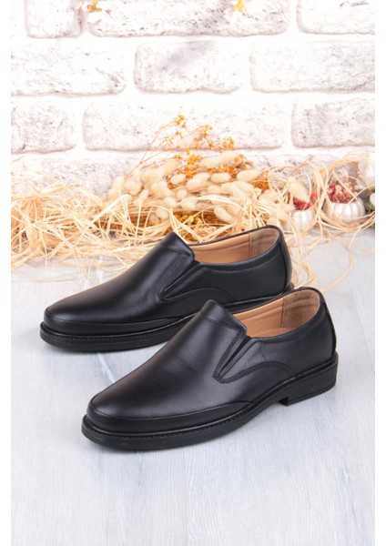 32780 Siyah Yumuşak Esnek Deri Erkek Ayakkabı